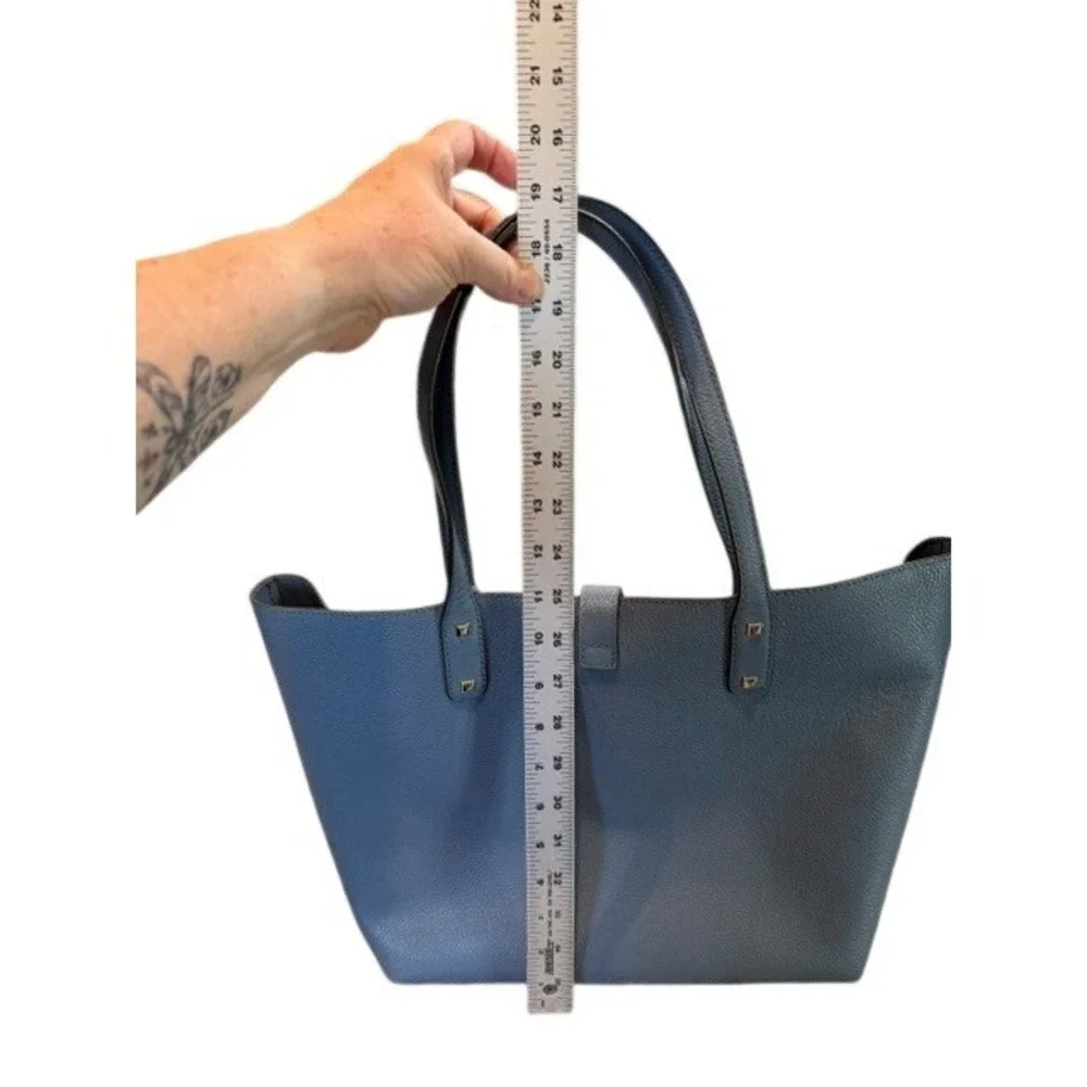 Michael Kors Karson Blue Pebbled Leather Tote Bag Gold Hardware Shoulder Bag New